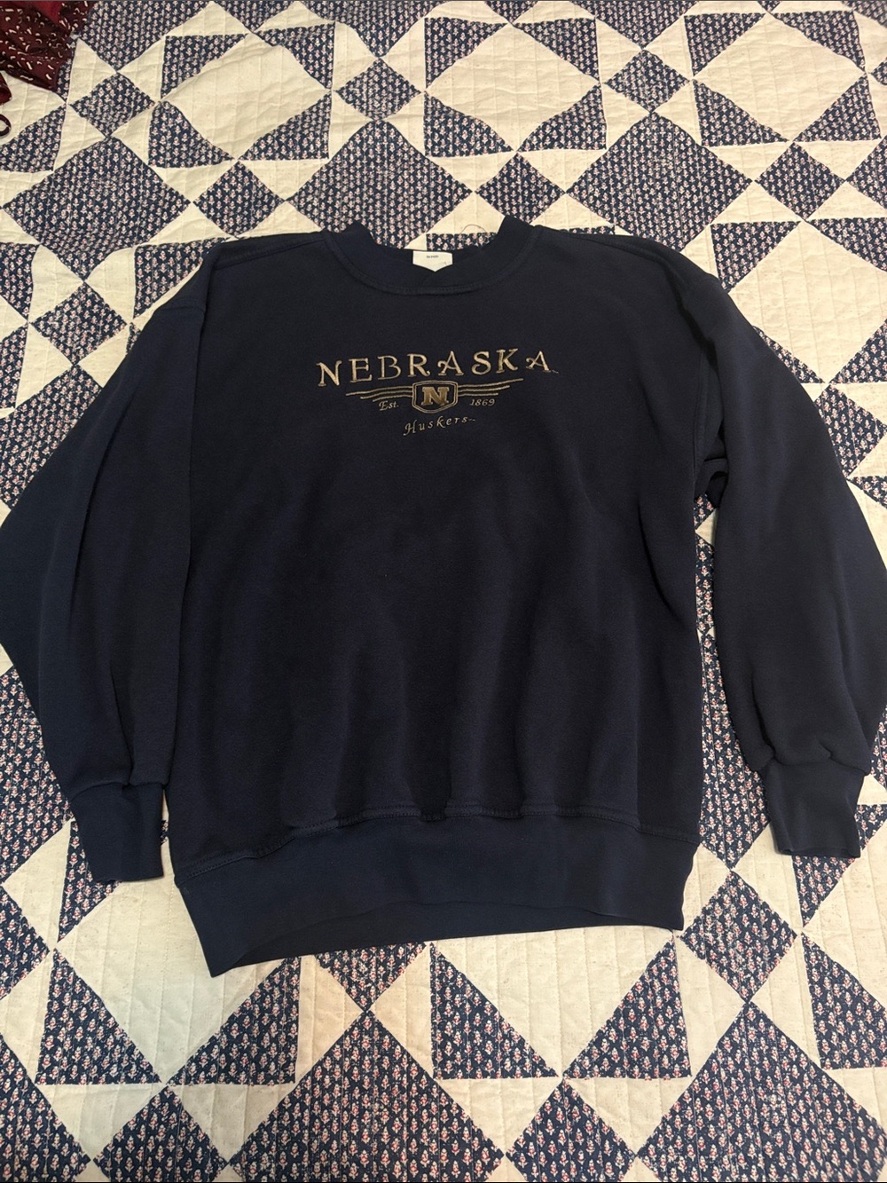 Nebraska Huskers Navy Logo Crewneck Sweatshirt